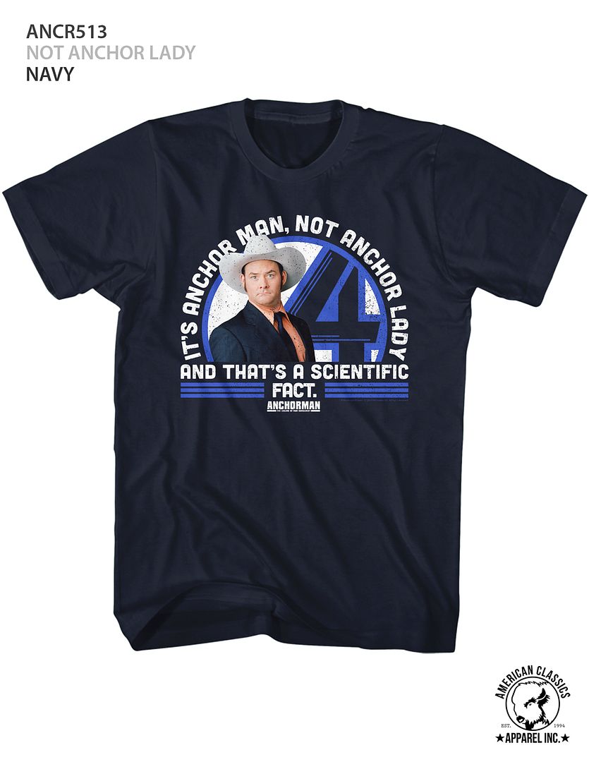 Wholesale Anchorman Movie Not Anchor Lady Navy Adult T-Shirt