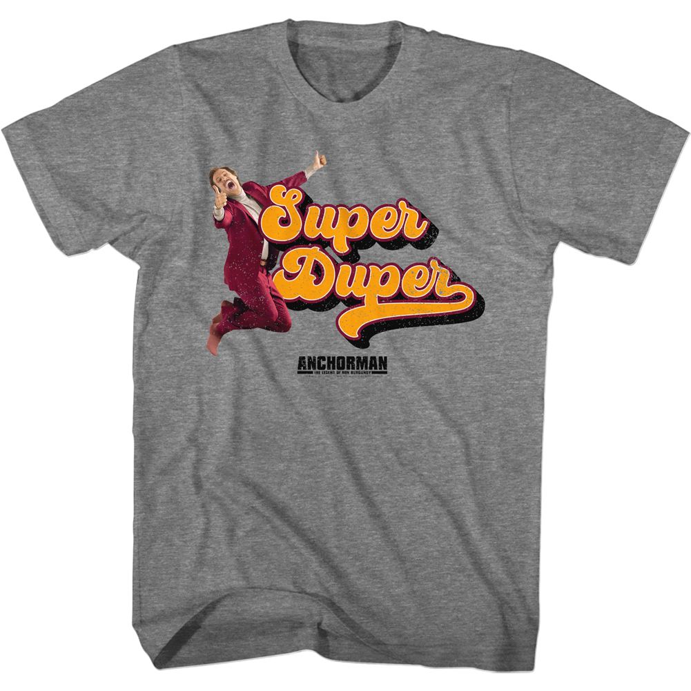 Wholesale Anchorman Movie Super Duper Heather Graphite Adult T-Shirt