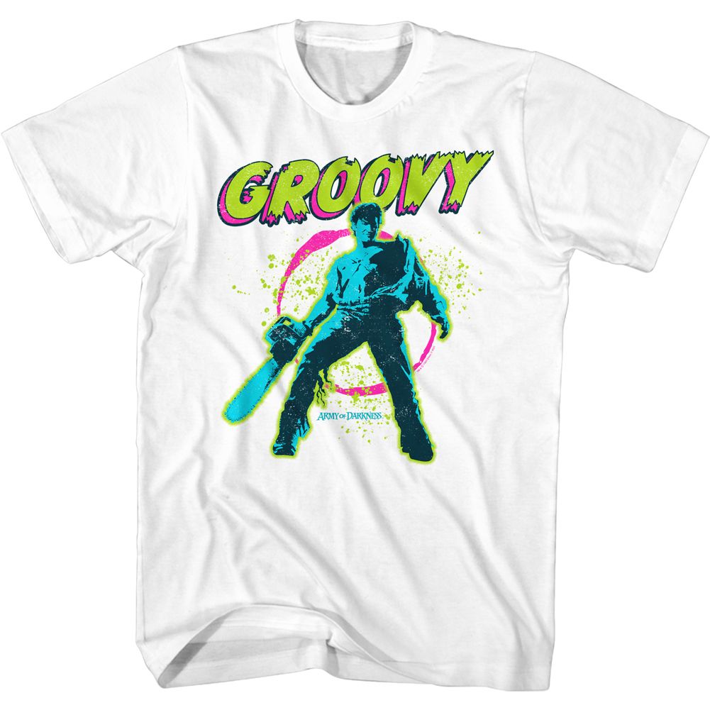 Wholesale Army of Darkness Movie Groovy White Adult T-Shirt