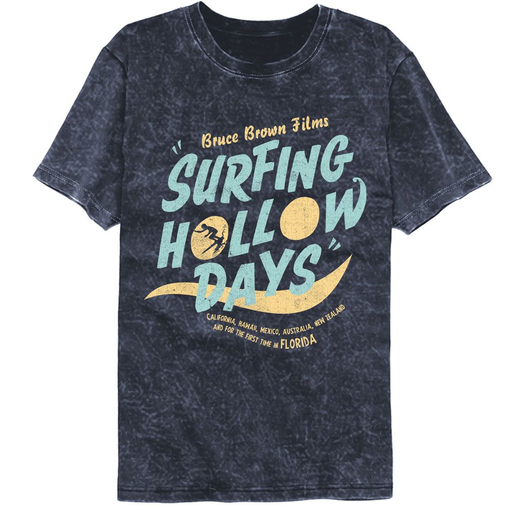 Wholesale Bruce Brown Films Surfing Hollow Days Documentary Navy Premium Mineral Wash Fashion Movie T-Shirt