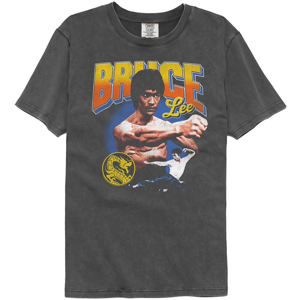 Wholesale Bruce Lee Overlay Punch Charcoal Premium Dye Fashion T-Shirt