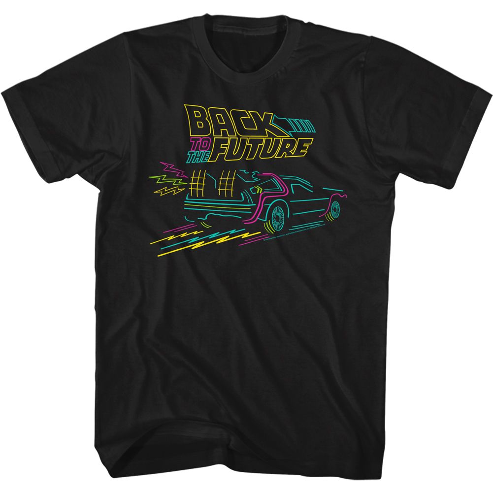 Wholesale Back to the Future Movie Neonfuture Black Adult T-Shirt