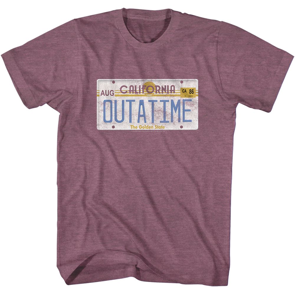 Wholesale Back to the Future Movie Tag Heather Light Maroon Adult T-Shirt