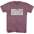 Wholesale Back to the Future Movie Tag Heather Light Maroon Adult T-Shirt