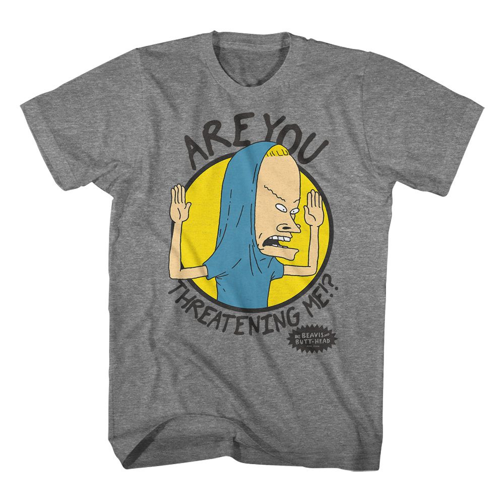Wholesale Beavis & Butthead are you Threatening me Graphite Heather T-Shirt