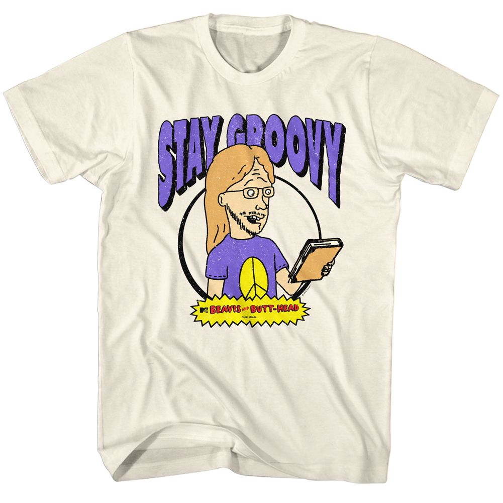 Wholesale Beavis & Butthead Stay Groovy Natural T-Shirt