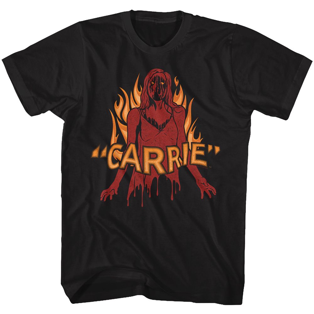 Wholesale Carrie Blood and Fire Black Adult T-Shirt