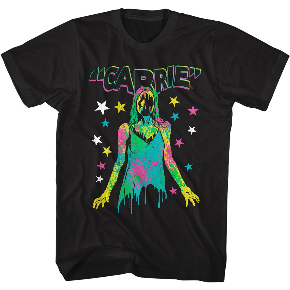 Wholesale Carrie Color and Splatter Black Adult T-Shirt