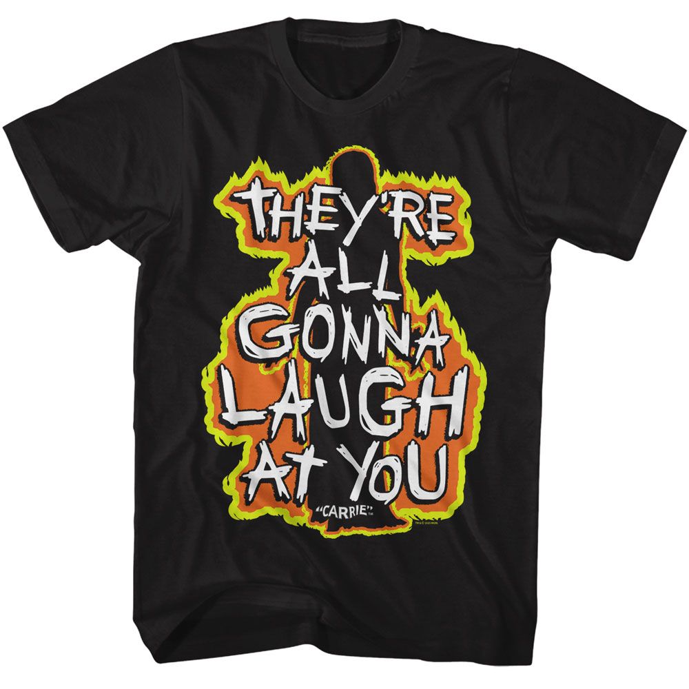 Wholesale Carrie Movie Fiery Laugh at You Black Adult T-Shirt