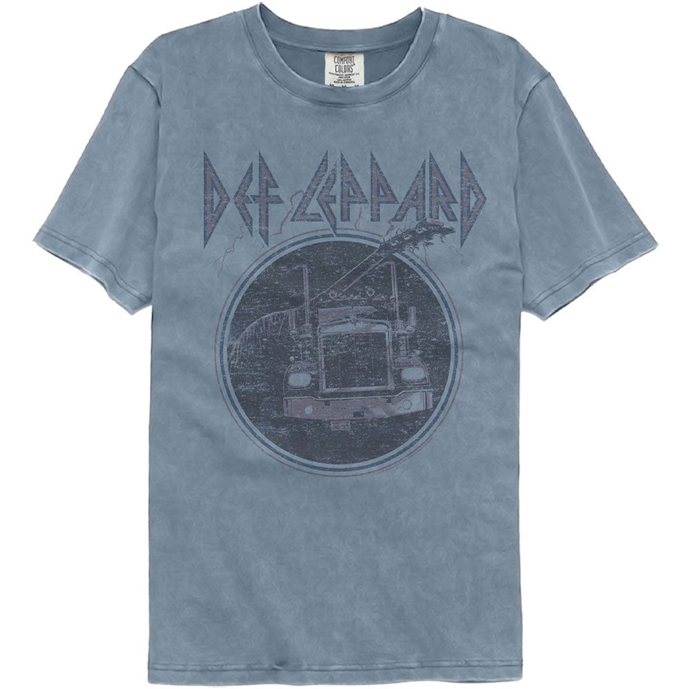 Wholesale Def Leppard Trucking Circle Blue Premium Dye Fashion Band T-Shirt