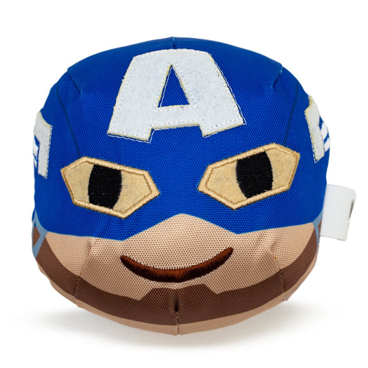 Dog Toy Ballistic Squeaker - Captain America Smiling Face Round Blue