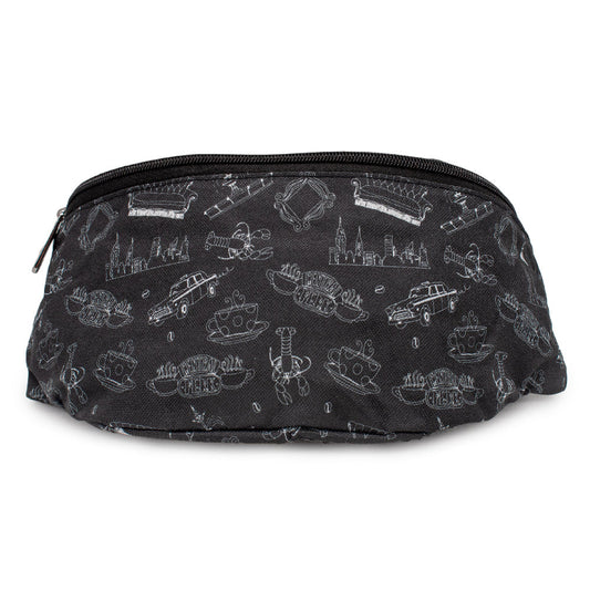 Fanny Pack - Friends Television Show Icons Outlines Scattered Black White
