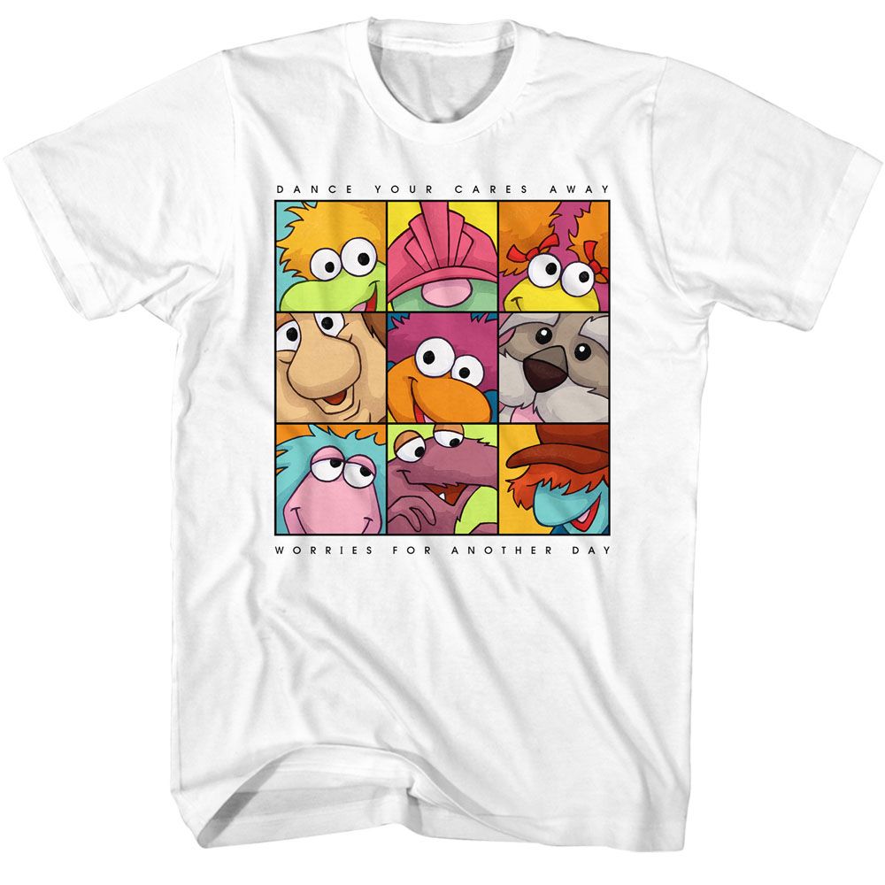 Wholesale Fraggle Rock 9 Character Dance White T-Shirt