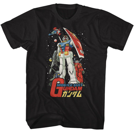 Wholesale Gundam Mobile Suit Poster Black T-Shirt
