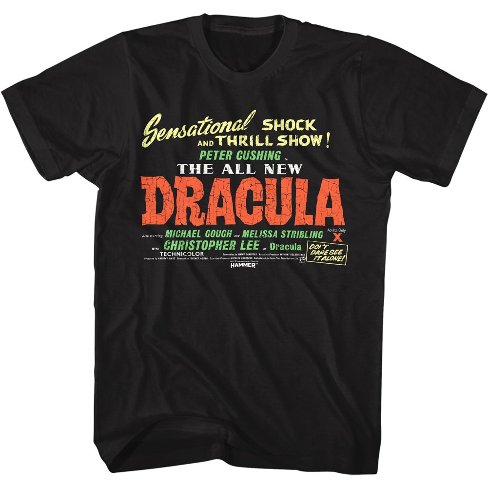 Wholesale Horror Movies Dracula Shock and Thrill Black Adult T-Shirt