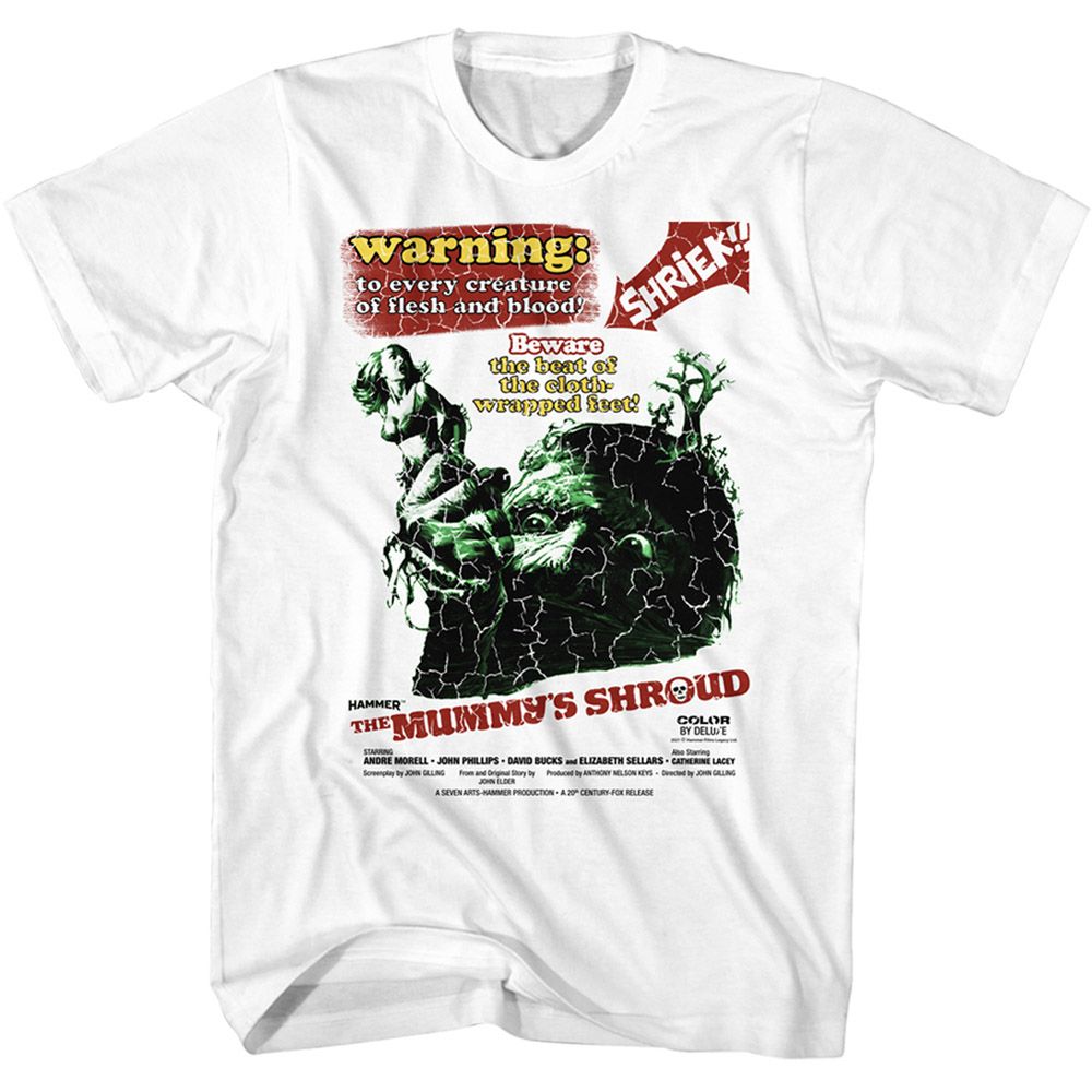 Wholesale Horror Movies the Mummys Shroud White Adult T-Shirt