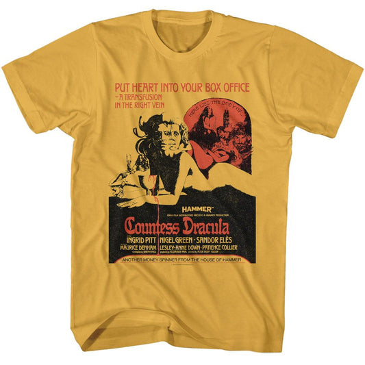 Wholesale Horror Movies Countess Dracula Poster Solid Ginger Adult T-Shirt