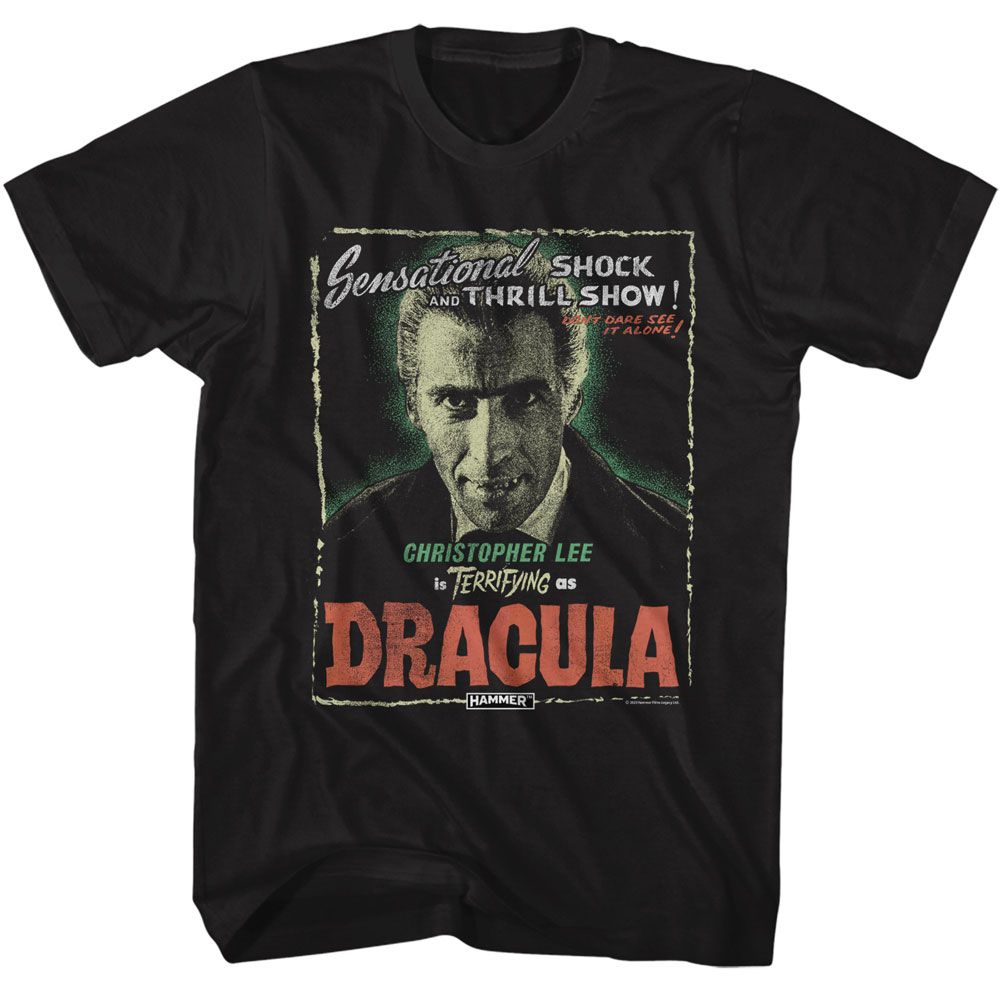 Wholesale Horror Movies Lee As Dracula Black Adult T-Shirt