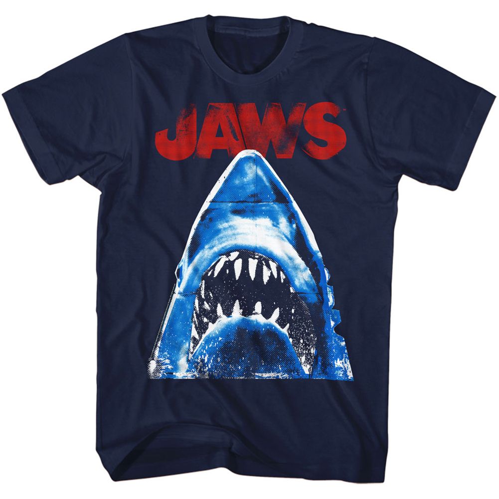 Wholesale JAWS Movie Halftone Navy Adult T-Shirt