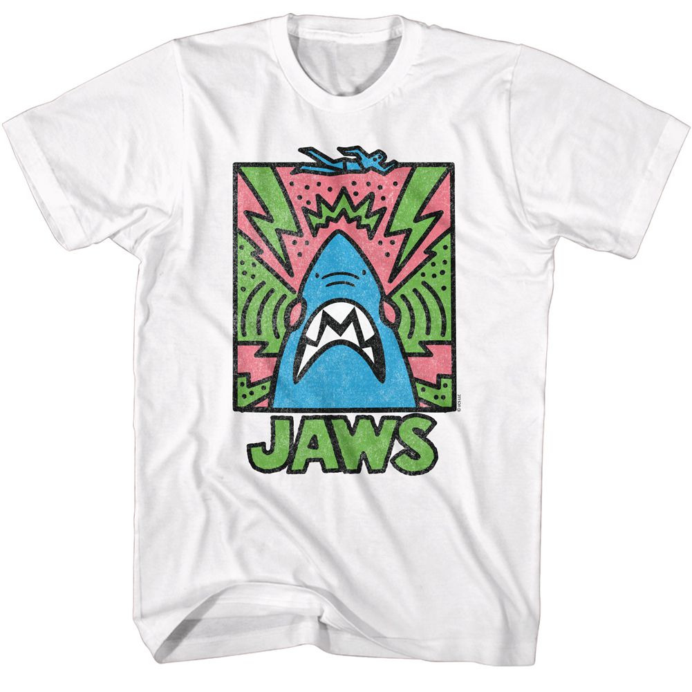 Wholesale JAWS Movie Abstract Doodle White Adult T-Shirt