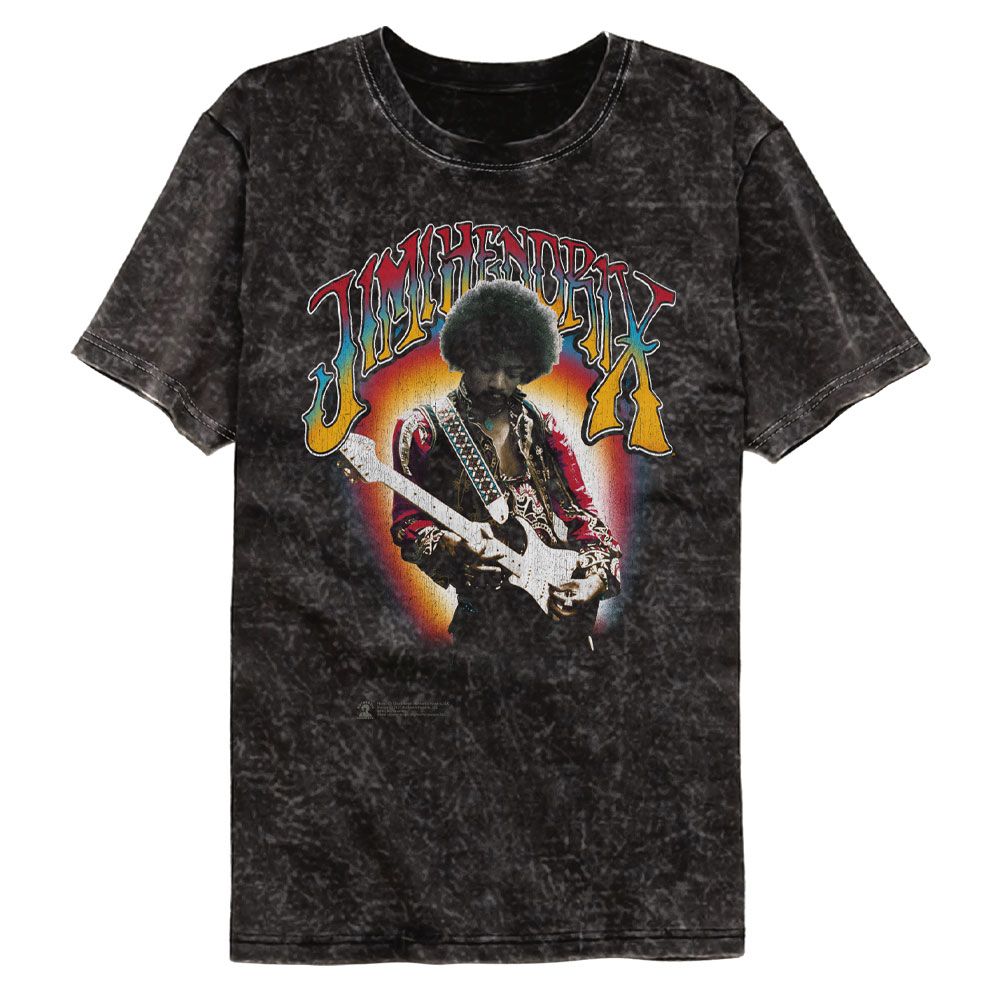 Wholesale Jimi Hendrix Photo Logo Black Premium Fashion Mineral Wash Band T-Shirt