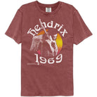 Wholesale Jimi Hendrix Maroon Hendrix Sun 1969 Premium Fashion Dye Band T-Shirt