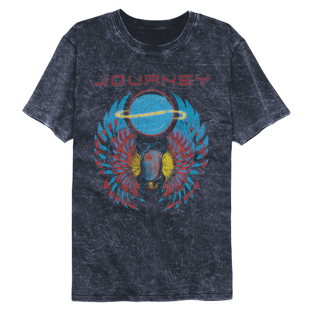Wholesale Journey Logo Scarab with Orb Navy Premium Fashion Mineral Wash Band T-Shirt