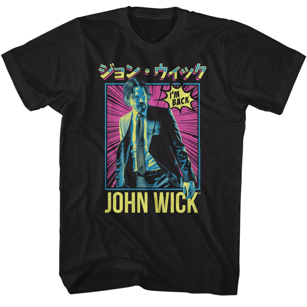 Wholesale John Wick Neon Manga Ish Black Adult T-Shirt