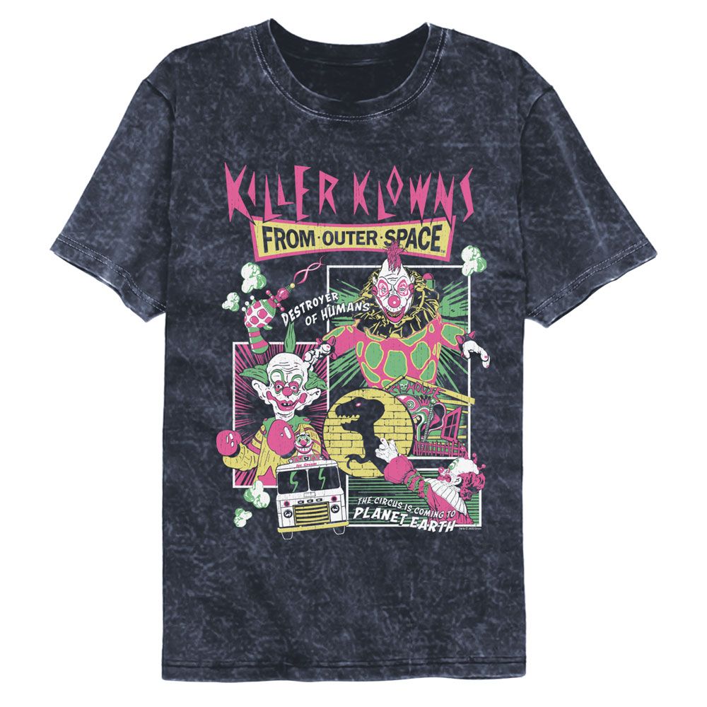 Wholesale Killer Klowns from Outer Space Destroyer of Humans Navy Premium Fashion Mineral Wash Movie T-Shirt