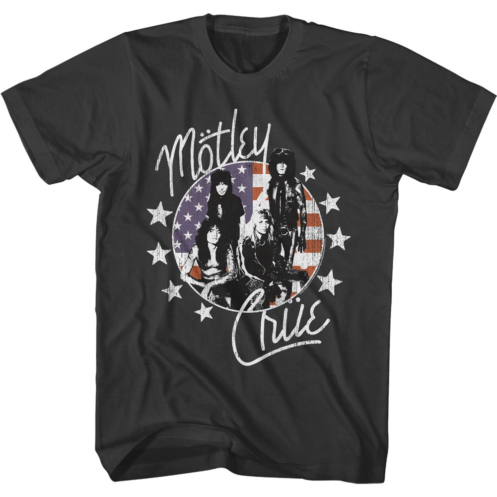 Wholesale Motley Crue American Flag and Stars T-Shirt