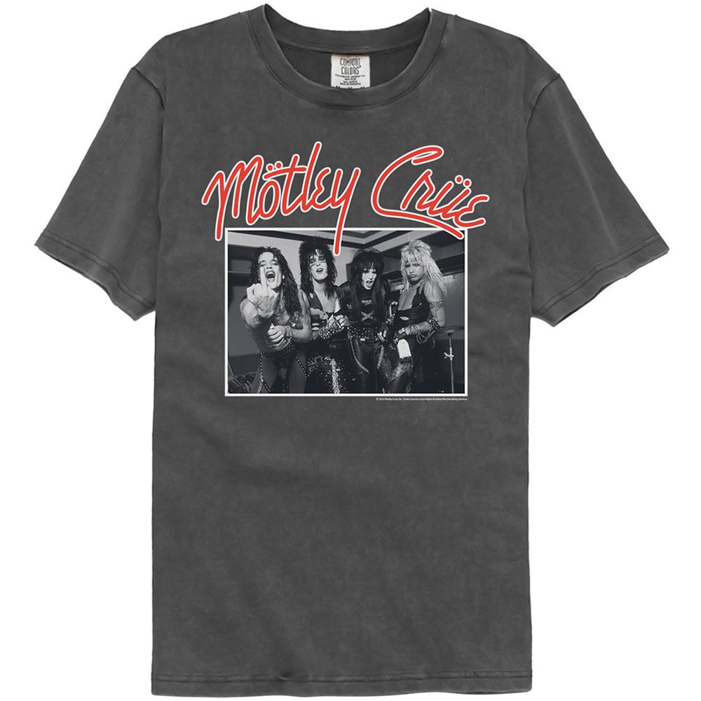 Wholesale Motley Crue Photo Logo Charcoal Premium Dye Fashion Band T-Shirt