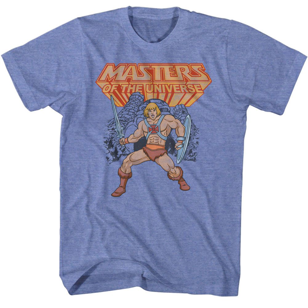 Wholesale Masters of the Universe He-Man Heather Light Blue Heather T-Shirt