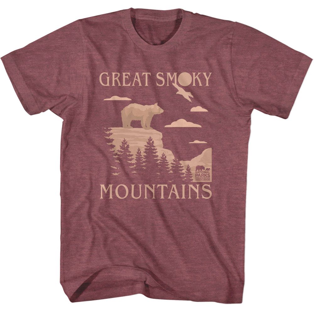 Wholeale NPCA-GREAT SMOKY MOUNTAINS-VINTAGE MAROON HEATHER ADULT S/S TSHIRT-S