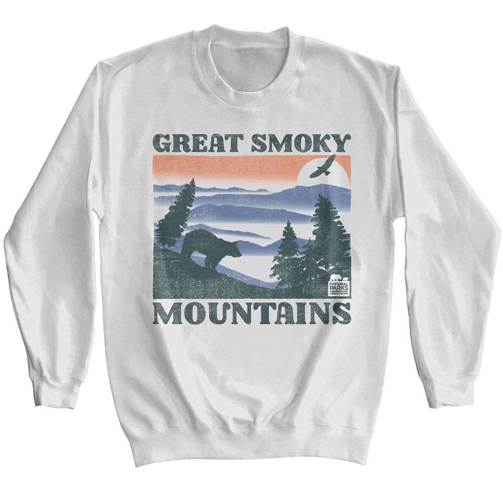 Wholeale NPCA-GSM BEAR AND MTNS-WHITE ADULT L/S SWEATSHIRT-S