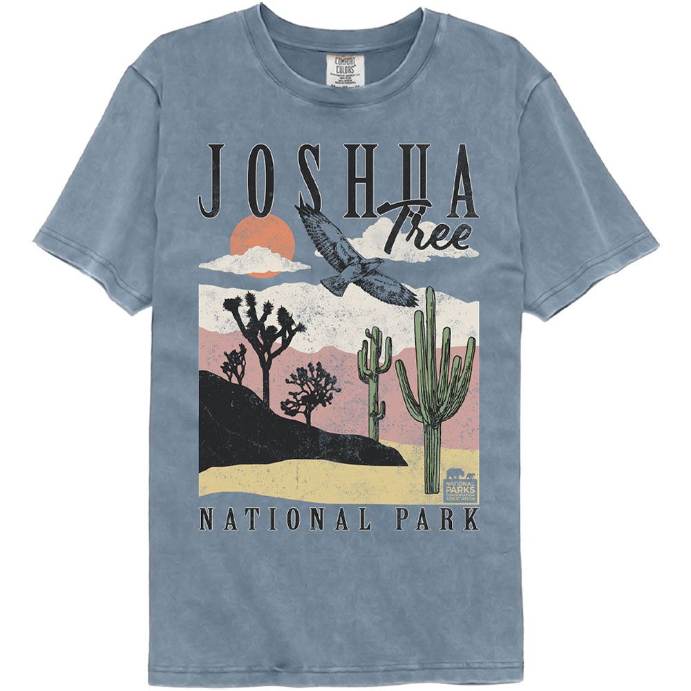 Wholesale Joshua Tree National Park Landscape Art Blue Premium Dye Fashion T-Shirt