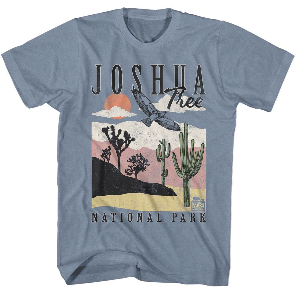 Wholeale NPCA-JOSHUA TREE LANDSCAPE W CACTI-INDIGO HEATHER ADULT S/S TSHIRT-S