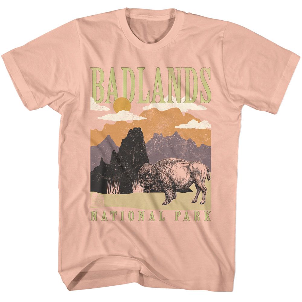 Wholeale NPCA-BADLANDS MINIMALIST LANDSCAPE-PEACH ADULT S/S TSHIRT-S