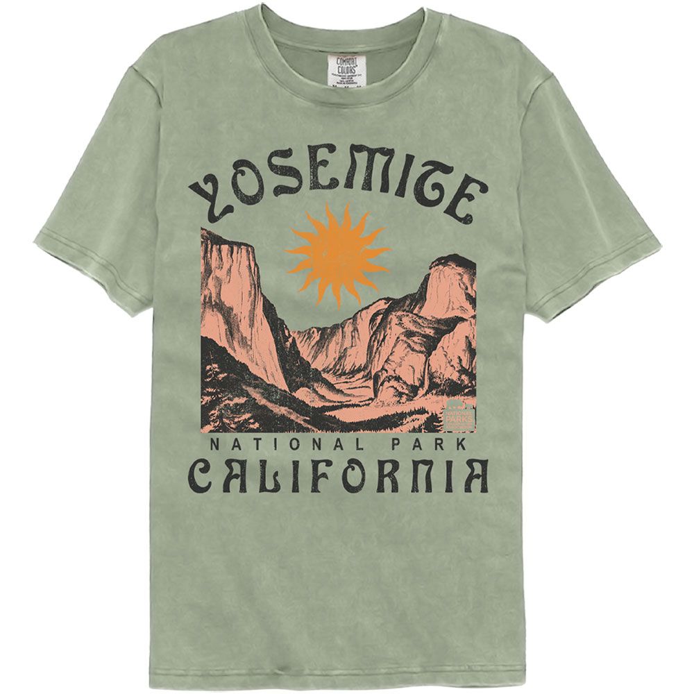 Wholesale Yosemite National Park California Premium Green Dye Fashion T-Shirt