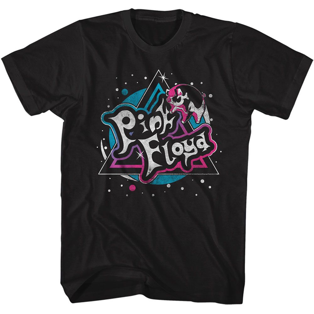 Wholesale Pink Floyd Flying Pig Blue Pink T-Shirt