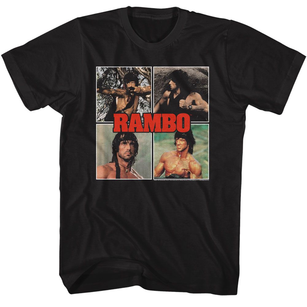 Wholesale Rambo Movie Multi Image Black Adult T-Shirt