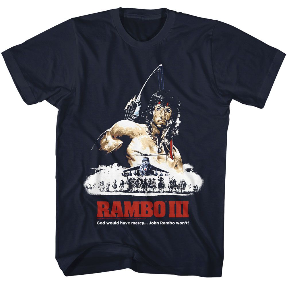 Wholesale Rambo Movie God Would Have Mercy Navy Adult T-Shirt
