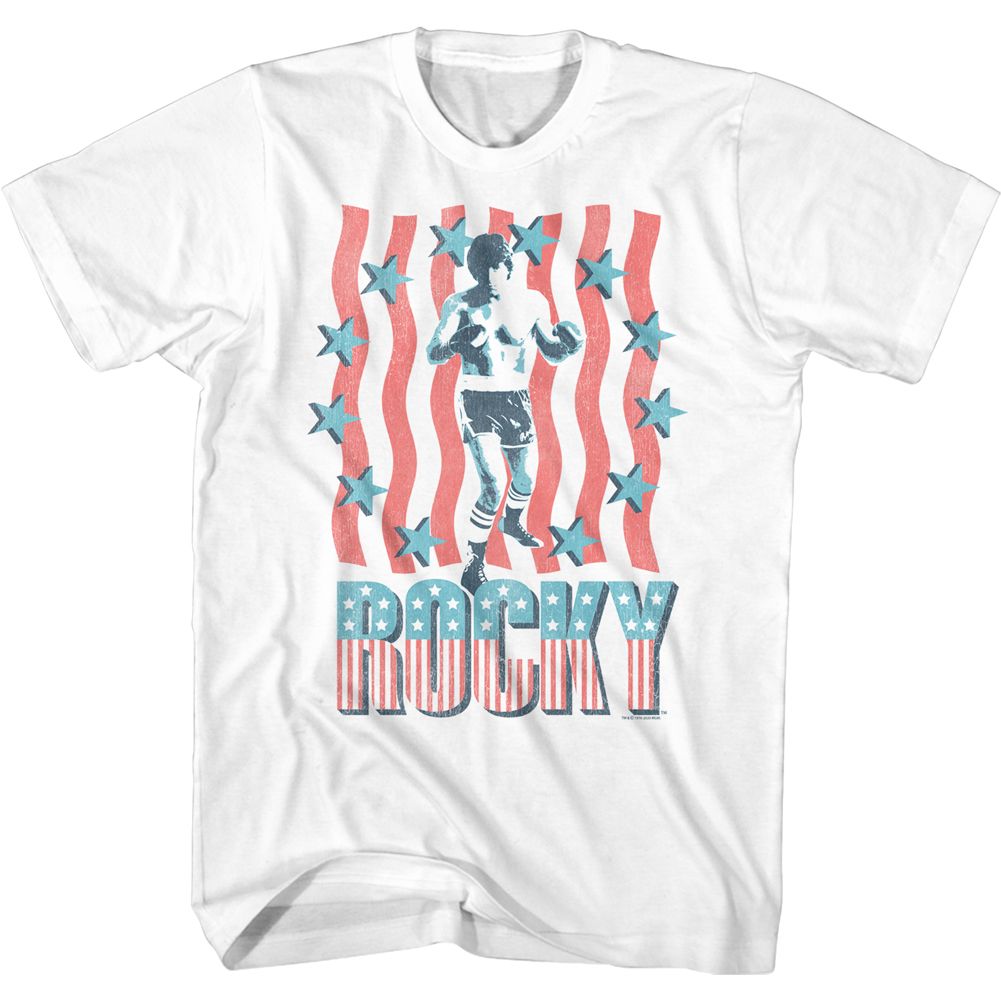 Wholesale Rocky Movie Patriotic Rocky Movie White Adult T-Shirt