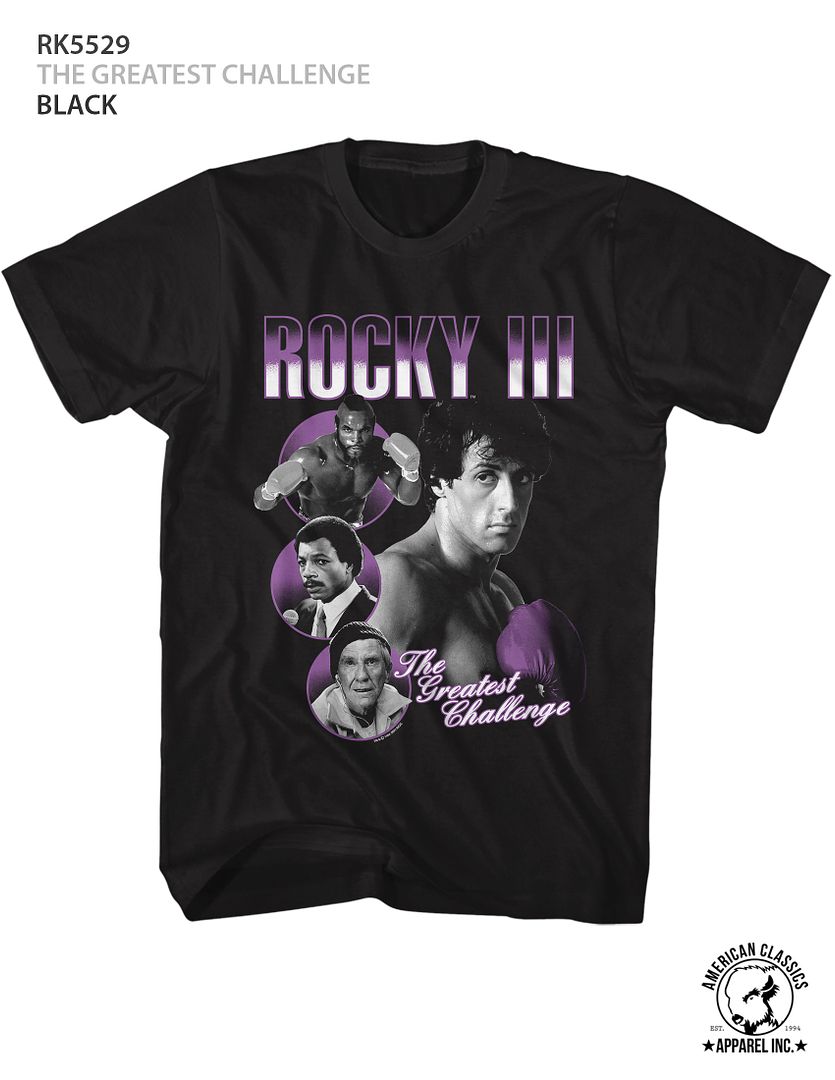 Wholesale Rocky Movie the Greatest Challenge Black Adult T-Shirt