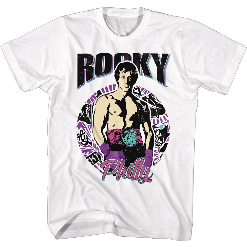 Wholesale Rocky Movie Philly Circle White Adult T-Shirt