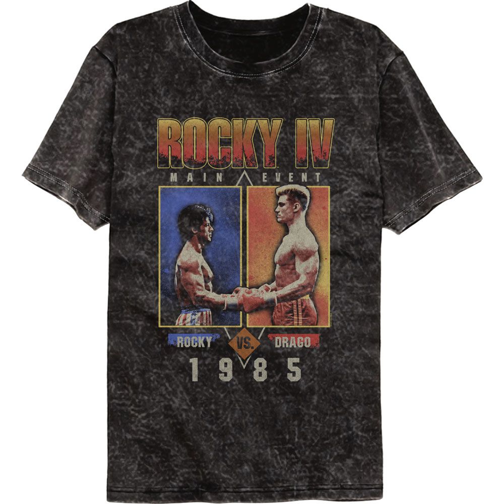 Wholesale Rocky Versus Drago Black Mineral Wash Premium Movie T-Shirt