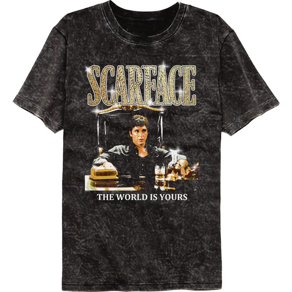 Wholesale Scarface the World is Yours Black Mineral Wash Premium Boutique Movie T-Shirt