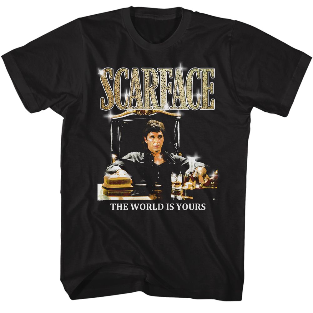 Wholesale Scarface Movie Gold Logo Black Adult T-Shirt