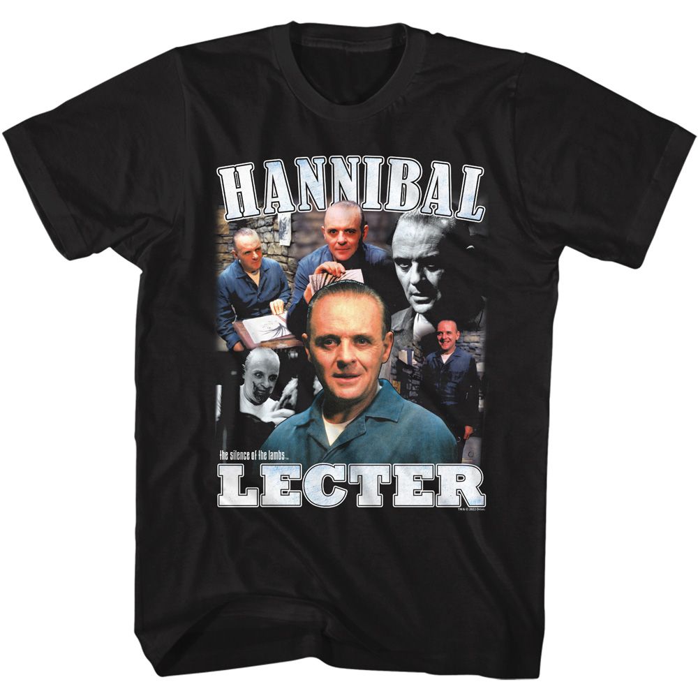 Wholesale Silence of the Lambs Movie Silence Hannibal Lecter Collage Black Adult T-Shirt