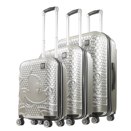 Disney Mickey Mouse Rolling Suitcases 3 Piece Set Silver