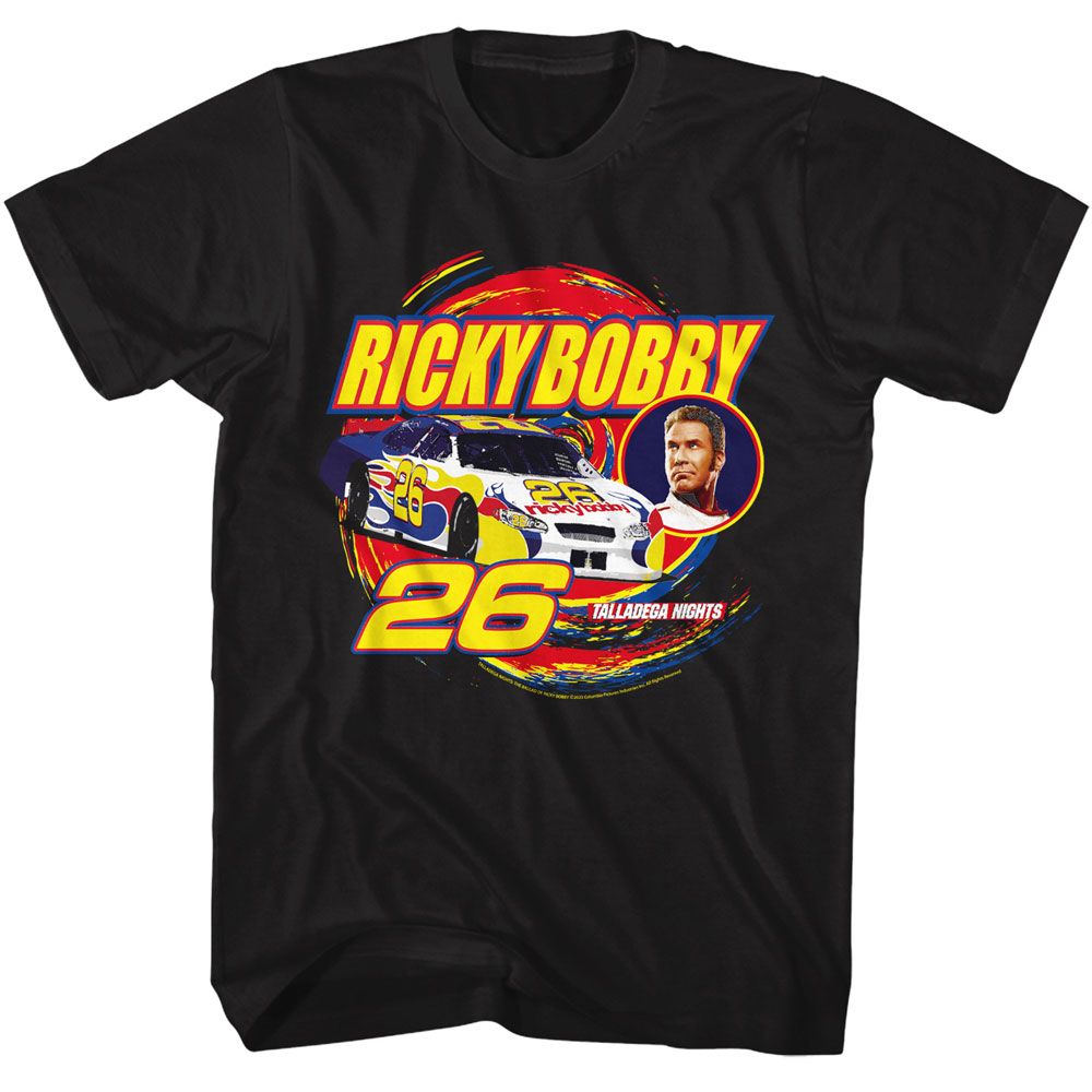 Wholesale Talladega Nights Movie Ricky Bobby Swirl Black Adult T-Shirt